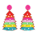 RAINBOW CHRISTMAS TREE BEADED EARRINGS