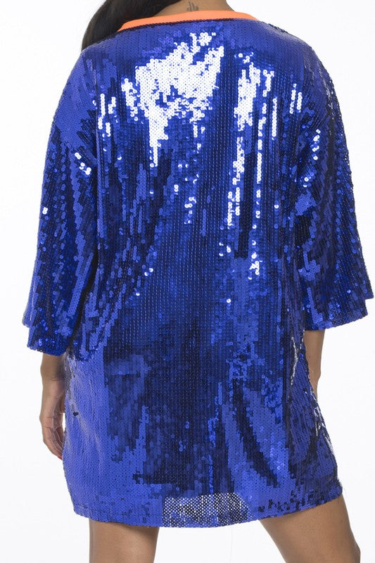 ASTROS SEQUINS ONE SIZE OVERSIZE TOP - BLUE – The Chandelier Rose