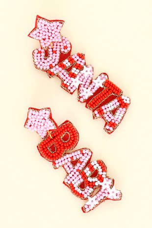 SANTA BABY BEADED EMBROIDERY LONG DROP EARRINGS