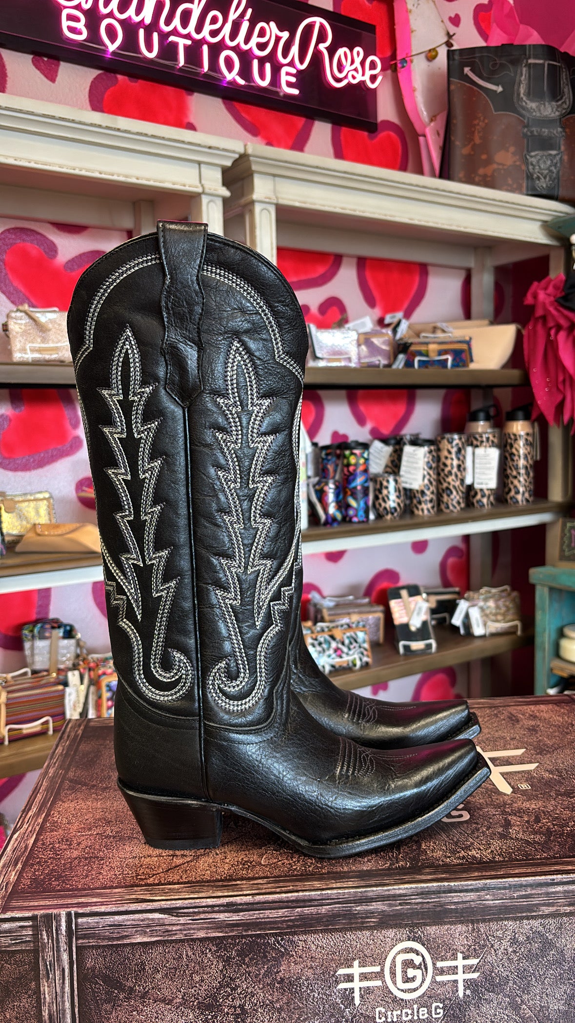 CIRCLE G BY CORRAL BOOTS WESTERN STITCHED BLACK BOOT - L6282