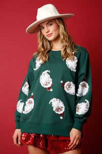 SANTA CLAUSE SEQUIN FRENCH TERRY SWEATER