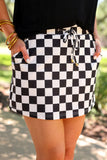 LET'S GO CHECKERED SKORT - BLACK