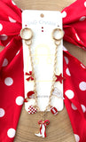 Game Day Bag Charm Boot Bow -  Red and White