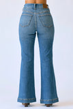 JUDY BLUE HIGH WAIST FLARE TUMMY CONTROL DOUBLE BUTTON WB JEANS - MEDIUM STONE