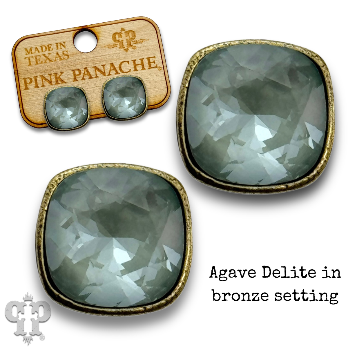 PINK PANACHE 10MM BRONZE AGAVE DELITE CUSHION STUDS - E509BAD