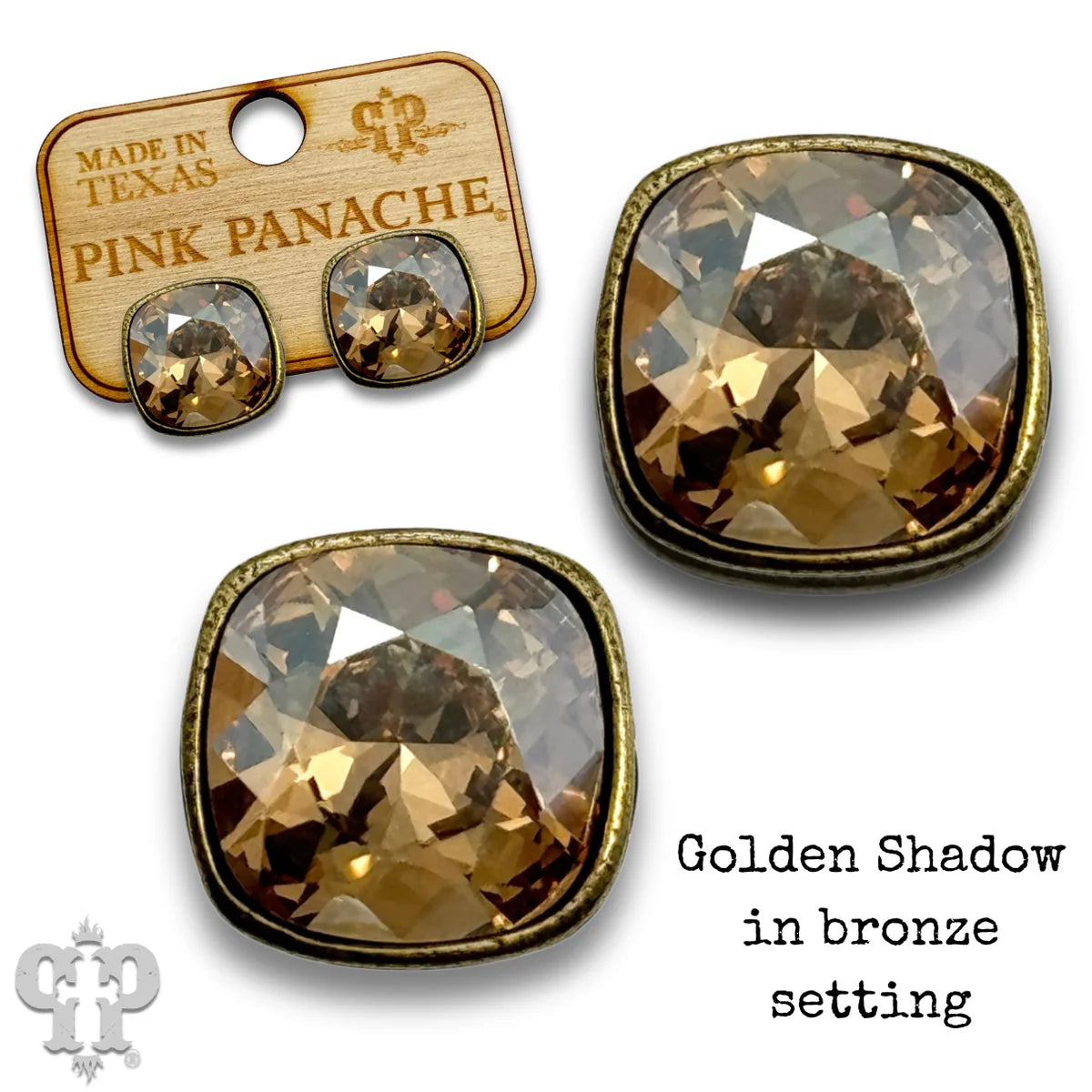 PINK PANACHE 10MM GOLDEN SHADOW BRONZE POST STUDS - E509BGS