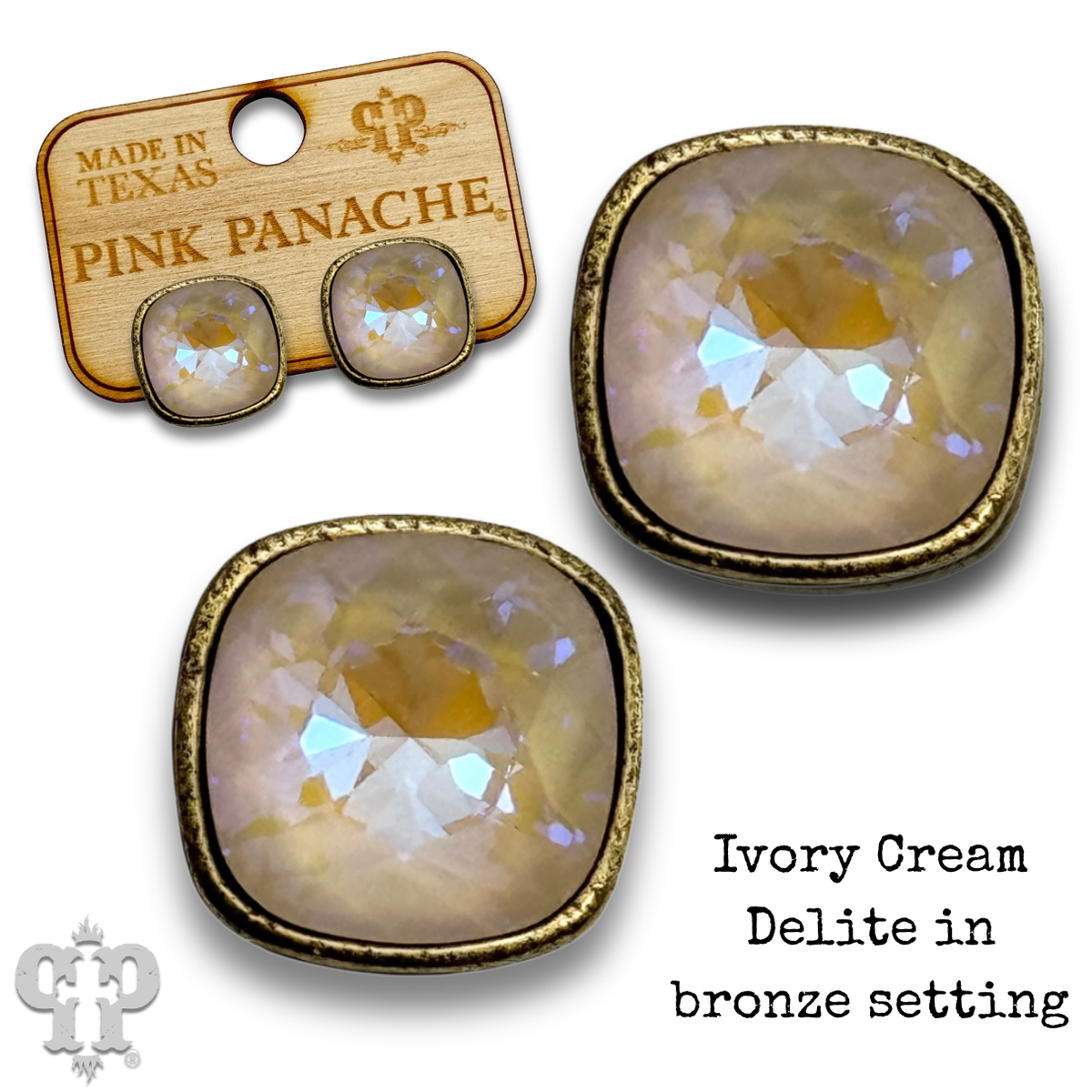 PINK PANACHE 10MM BRONZE IVORY CREAM DELITE STUD - E509BICD