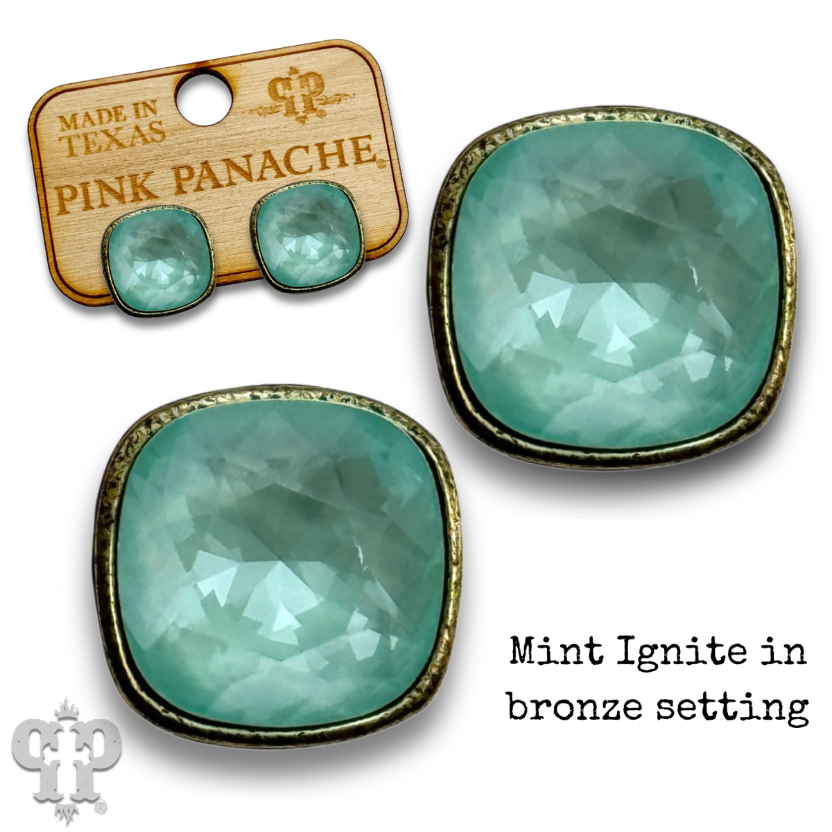 PINK PANACHE 10MM BRONZE MINT IGNITE STUD - E509BSMI