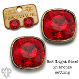 PINK PANACHE 10MM RED STONE BRONZE STUD EARRING - E509BR