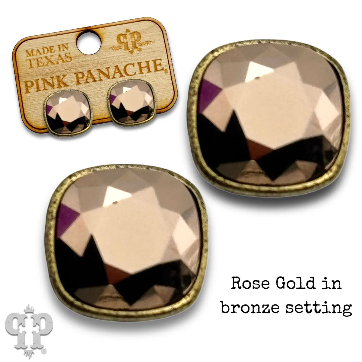 PINK PANACHE 10MM ROSE GOLD CUSHION STUD EARRINGS - E509BRG