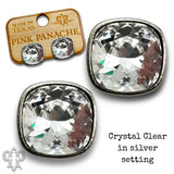 PINK PANACHE 10MM CLEAR CUSHION STUD EARRINGS - E509SCL
