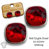 PINK PANACHE 10MM RED STONE SILVER STUD EARRING - E509SR