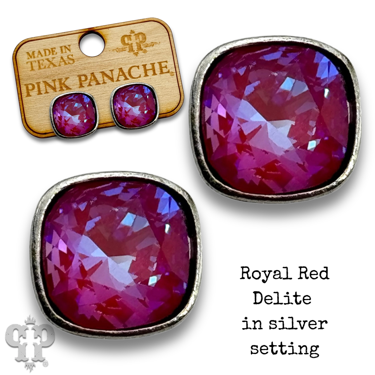 PINK PANACHE 10MM SILVER ROYAL RED DELITE STUD - E509SRRD