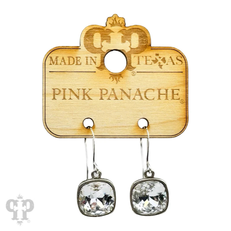 PINK PANACHE 12MM CLEAR STONE SILVER HOOK EARRING - E627SCL