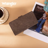 Wrangler Western Floral Tooled RFID Wallet - Coffee