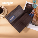 Wrangler Western Floral Tooled RFID Wallet - Coffee