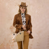 Montana West Tooled & Cowhide Whipstitch Tote Bag - Tan