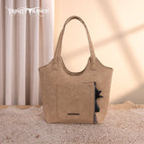 Trinity Ranch Genuine Hair-On Cowhide Tooled Concealed Carry Tote - Tan