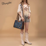 Wrangler Vintage Retro Cowboy Cool Print Concealed Carry Satchel/Crossbody - Jean