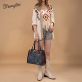Wrangler Vintage Retro Cowboy Cool Print Concealed Carry Satchel/Crossbody - Jean