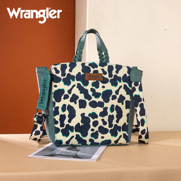 Wrangler Cow Print Concealed Carry Tote/Crossbody- Dark Turquoise