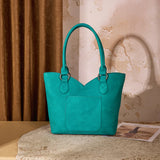 Montana West Tooled & Cowhide Whipstitch Tote Bag - Turquoise