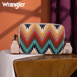 Wrangler Southwestern Pattern Dual Sided Print Crossbody Purse With Wallet Compartment - Tan