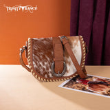 Trinity Ranch Western Hair-On Cowhide Saddle Crossbody - Brown