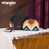 Wrangler Southwestern Art Print Dual Pouch Wristlet -Black