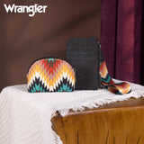 Wrangler Southwestern Art Print Dual Pouch Wristlet -Black