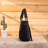 Montana West Hair-On Hide Concealed Carry Tote Bag with Tooled Strap - Black