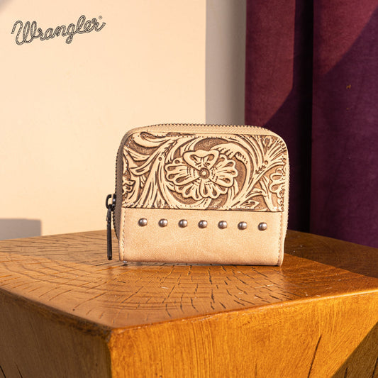 Wrangler Western Tooled Bi-Fold Wallet - Khaki
