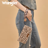 WRANGLER LEOPARD PRINT WALLET/WRISTLET - TAN LEOPARD