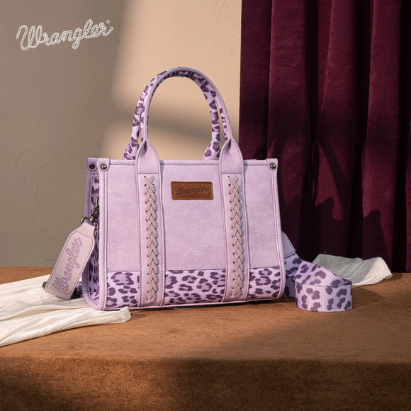 Wrangler Cow Print Concealed Carry Tote/Crossbody - Purple