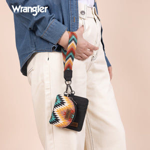 Wrangler Southwestern Art Print Dual Pouch Wristlet -Black