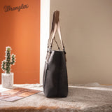 Wrangler Braided Whipstitch Zippered Tote - Black