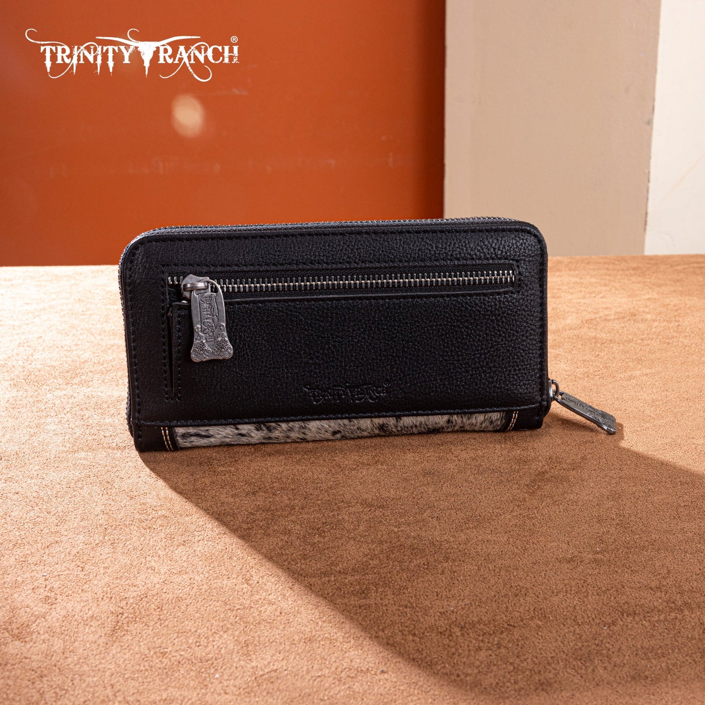Trinity Ranch Hair-On Cowhide RFID Protected Collection Wallet - Black