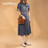 Trinity Ranch Floral Tooled Collection Mini Tote/Crossbody - Light Brown