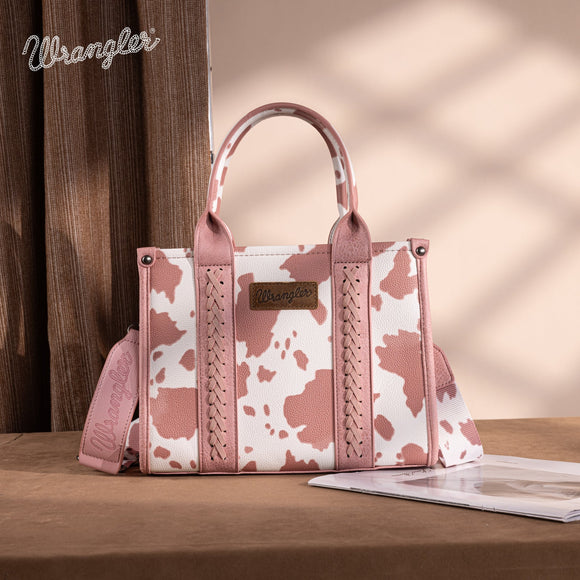 Wrangler Cow Print Concealed Carry Tote/Crossbody - Light Pink