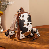 Wrangler Cow Print Crossbody Sling Chest Bag - Brown