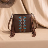 WRANGLER AZTEC EMBROIDERED CROSSBODY BAG - BROWN