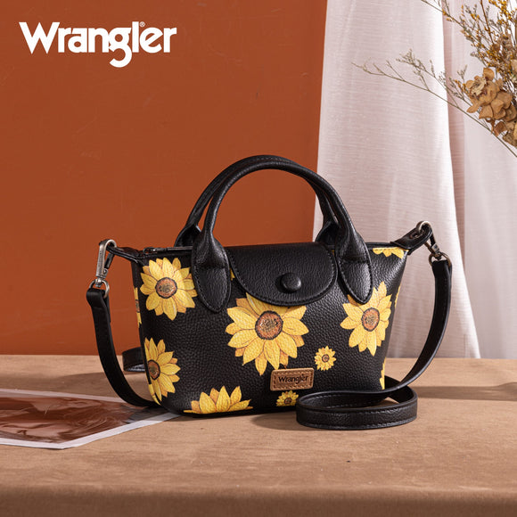 Wrangler Sunflower Print Mini Top Handle Crossbody - Black
