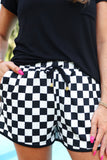 LET'S GO CHECKERED SHORTS - BLACK