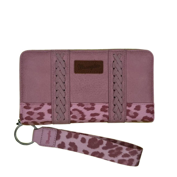 Wrangler Leopard Print Whipstitch Wallet - Pink & Leopard