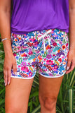 FIESTA TIME FLORAL EVERYDAY SHORTS - WHITE