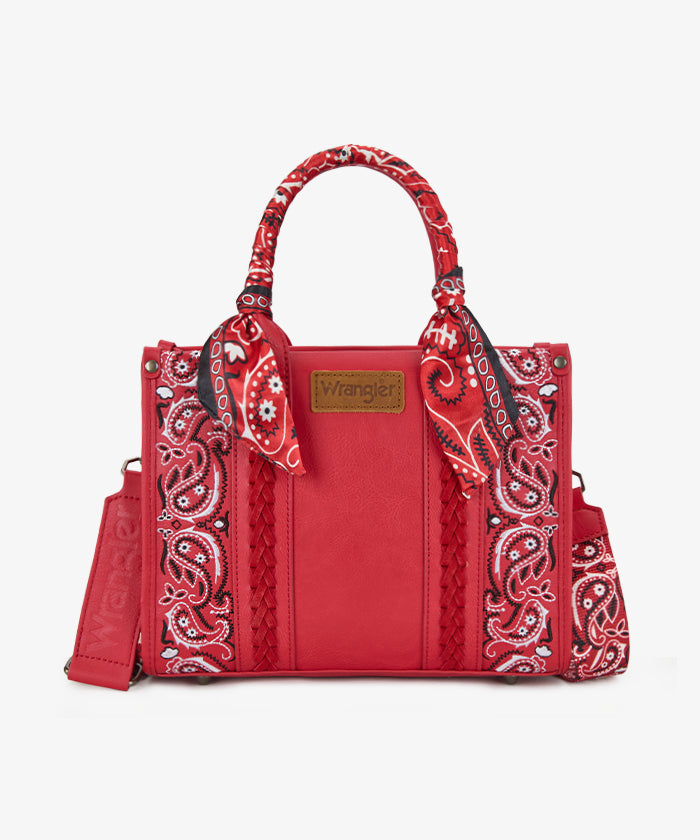 WRANGLER PAISLEY PRINT TOTE CROSSBODY BAG - Red