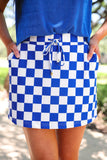 LET'S GO CHECKERED SKORT - BLUE