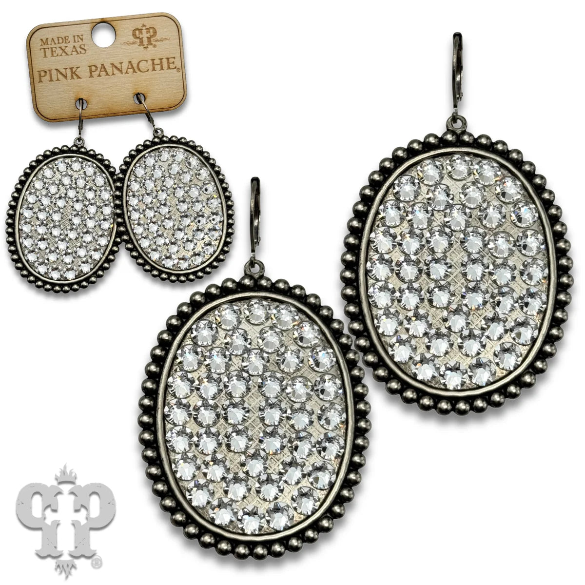 PINK PANACHE SILVER MEDIUM OVAL EARRINGS - SCL