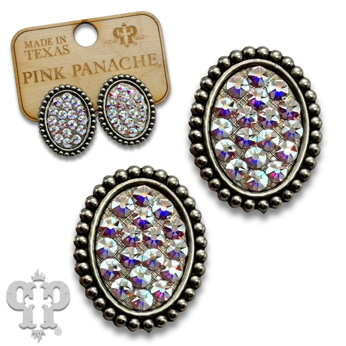 PINK PANCHE SILVER MINI OVAL POST EARRING - E420SAB
