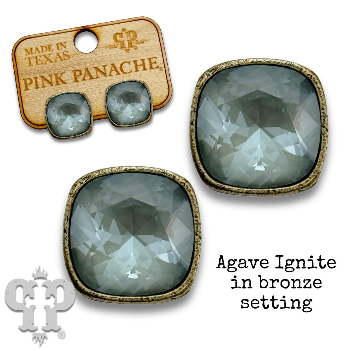 PINK PANACHE 12MM BRONZE AGAVE IGNITE STUD EARRING - E448BAD